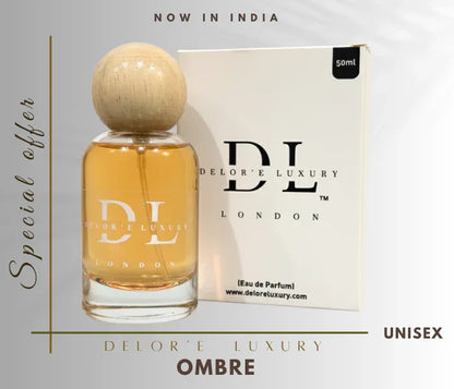 Delor'e Luxury Ombre unisex eau de parfum with wooden cap and white box, 50ml, now available in India