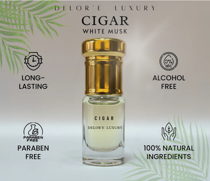 Delore Luxury Attar Gift Pack | Noir Prive, Cigar, Safaah & Qamaar | 5 x 3ml Alcohol-Free Attars | Long-Lasting Premium Fragrance Combo