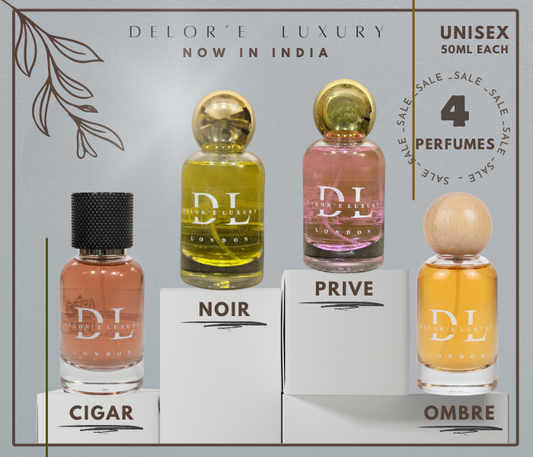Delor'é Luxury perfume bottles with up to 20% oil concentration and premium France-imported ingredients for long-lasting fragrance